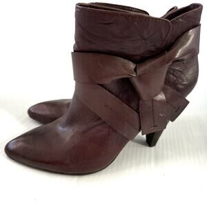 Jessica Simpson Meri boots heeled brown booties size 7.5 leather upper